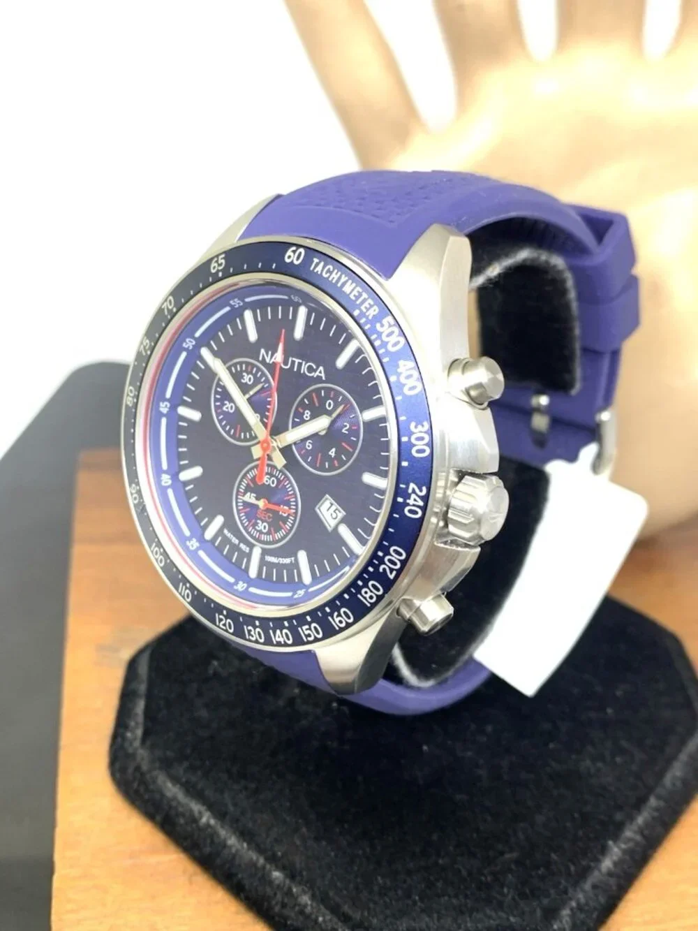 Nautica Men's Watch NAPOBS108 Quartz Chronograph Blue Rubber Strap 46mm